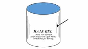 Alameda Post - A cylinder with text on it that says "Hair gel Avoid skin contact. Keep Away from open flame. 80 calories per serving."