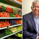 Alameda Post - A photo of a produce section in a grocery store and a headshot of Dr. David Pryor.