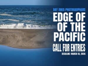 Alameda Post - A photo of the shoreline withe the text: Bay Area Photographers: Edge of the Pacific Call for Entries.