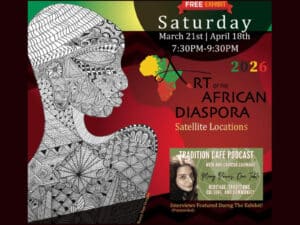 Alameda Post - The poster for the Art of the African Diaspora exhibit and the Tradition Cafe Podcast.