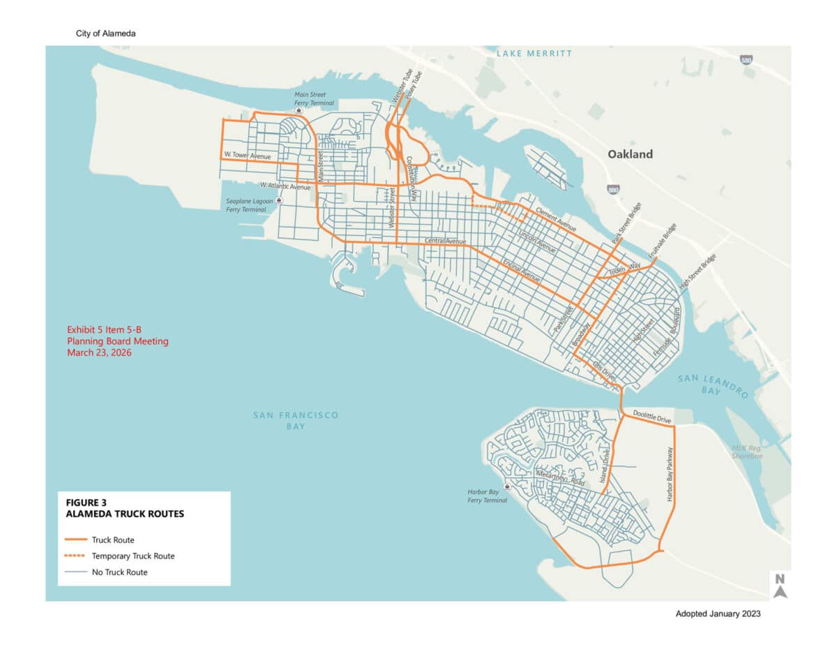 Alameda Post - A map of Alameda with truck routes.