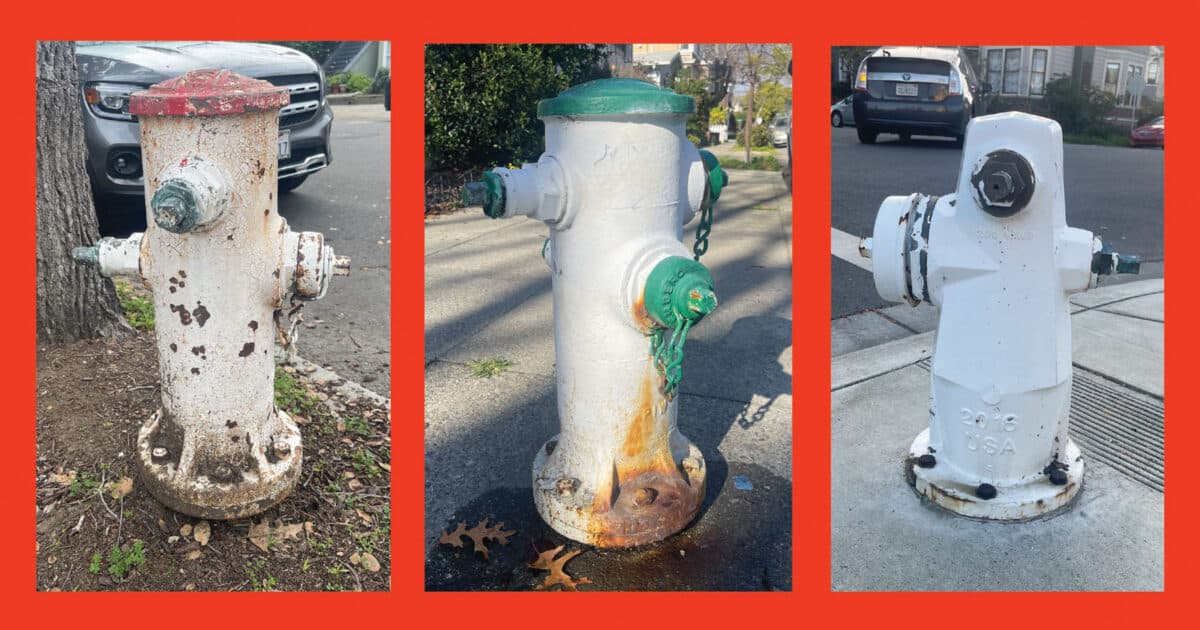 Alameda Post - Three photos of fire hydrants.