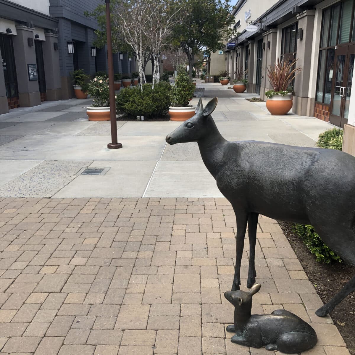 Alameda Post - A stature of a door and fawn at South Shore Center. 