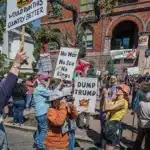 Alameda Post - crowds assembled for the March 28 No Kings Rally at Alameda City Hall. Photo by Hans Siebert.