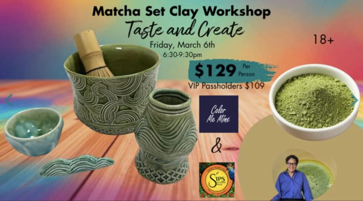 Alameda Post - A poster for Matcha Taste & Create Clay Workshop.