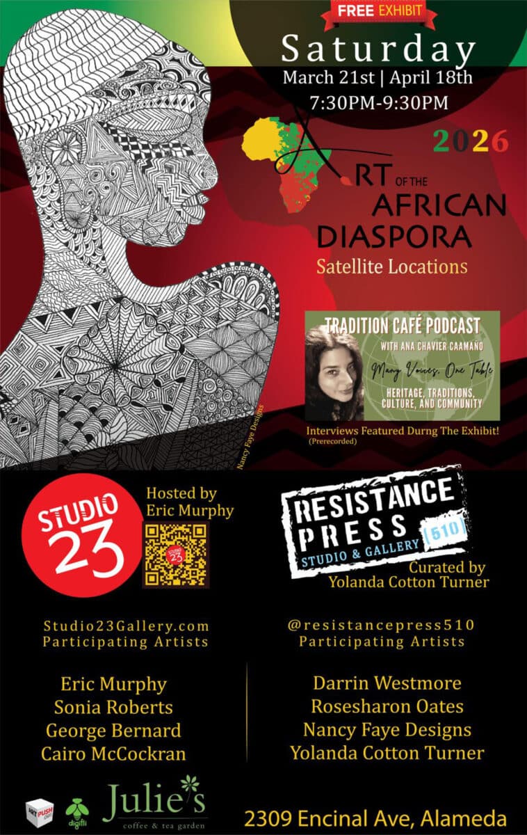 Alameda Post - The poster for the Art of the African Diaspora exhibit and the Tradition Cafe Podcast.