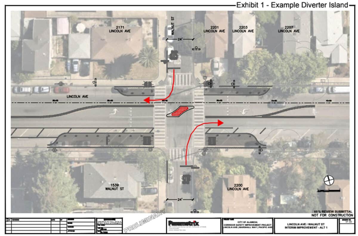 Alameda Post - A diagram of the proposed traffic changes at Lincoln and Walnut. 