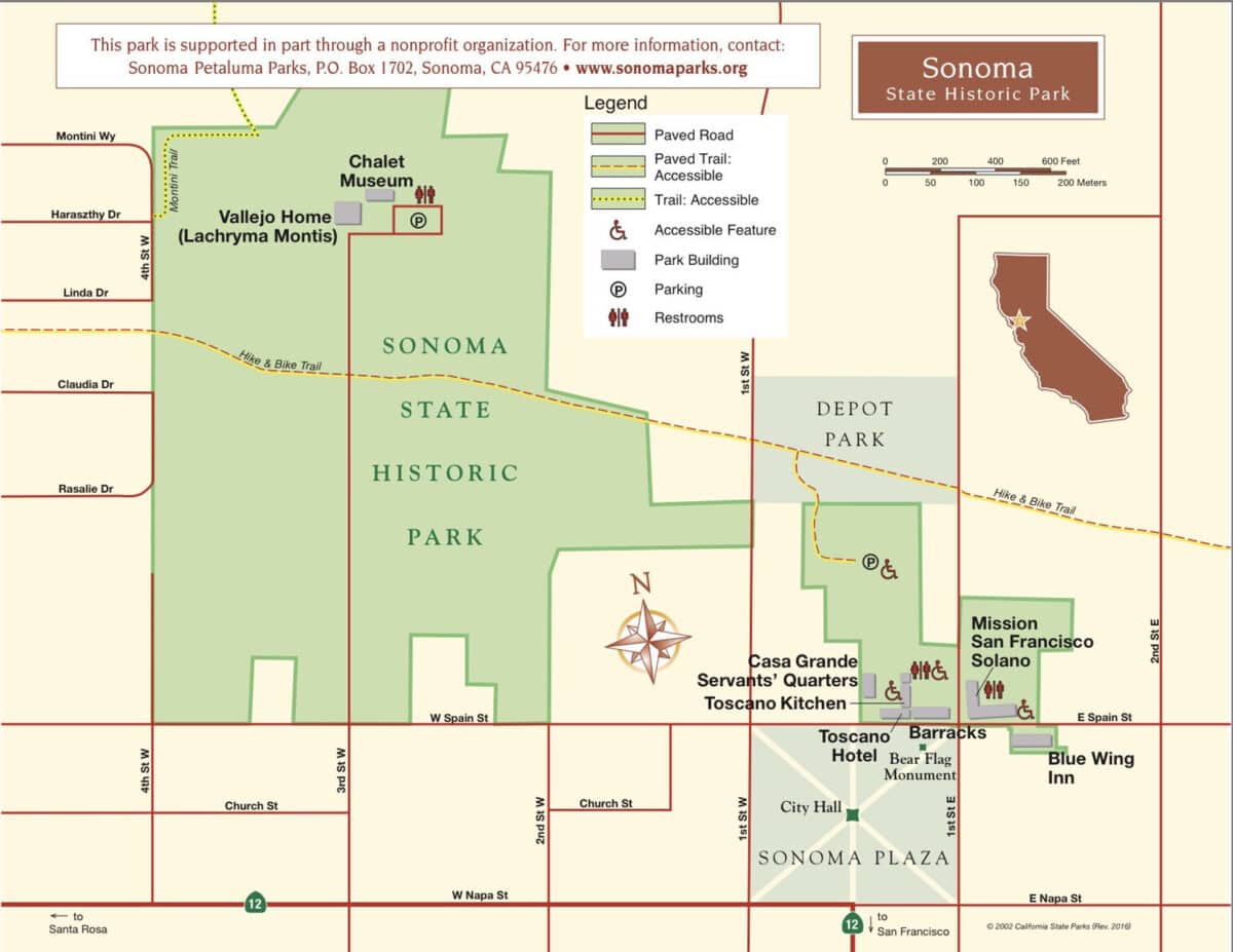 Alameda Post - A map of Sonoma State Historic Park.