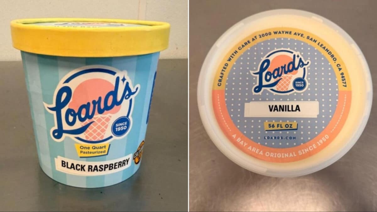 Alameda Post - Two containers of Loard's ice cream on a metal worktop.