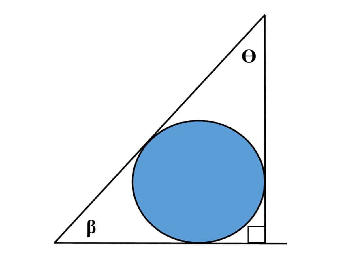 Alameda Post - A math diagram of a circle inscribed in a right triangle with angles Ɵ and β.