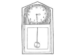 Alameda Post- A drawing of an antique pendulum clock.