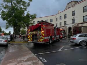 Alameda Post - A fire truck in front of an historic apartment building in Alameda.
