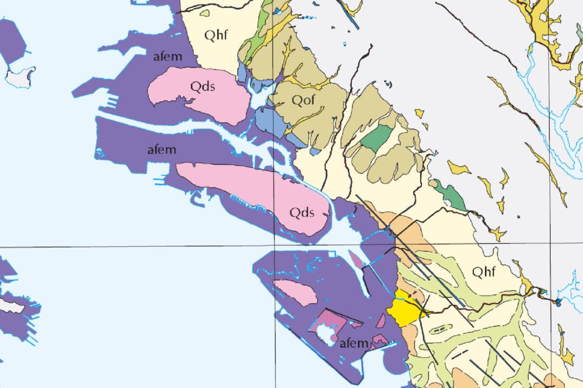 Alameda Post - USGS Map showing Quaternarty land formations of Alameda