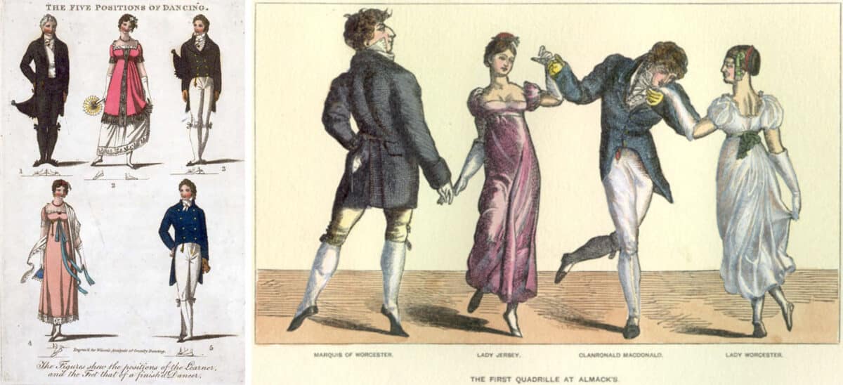 Alameda Post - Vintage illustrations of dancers doing regency era dances.