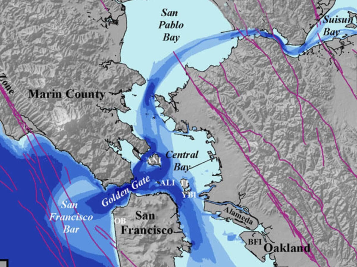 Alameda Post - USGS Map showing deep water channels around the San Francisco Bay