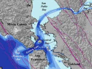 Alameda Post - USGS Map showing deep water channels around the San Francisco Bay