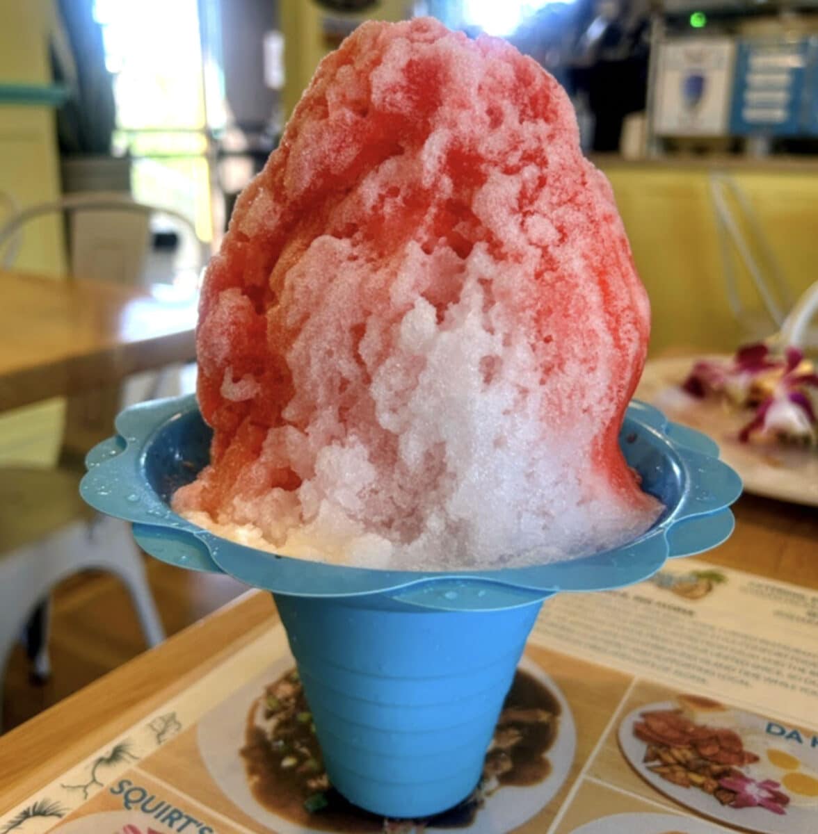 Alameda Post - A red icee or snow cone.