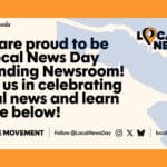 Alameda Post - An image that says "We are proud to be a local news day founding newsroom! Join us in celebrating local news and learn more below.