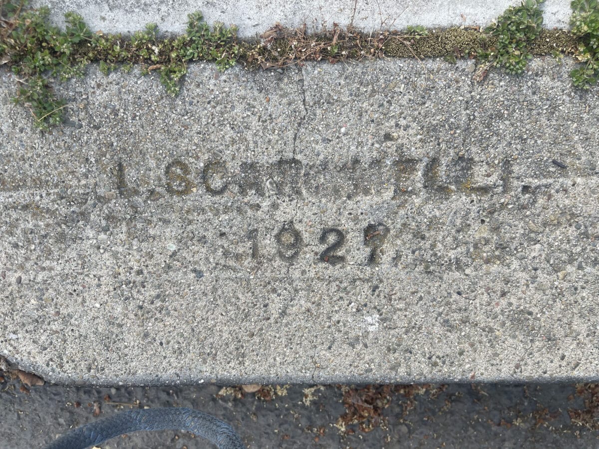 Alameda Post - A stamped sidewalk brand from 1927.