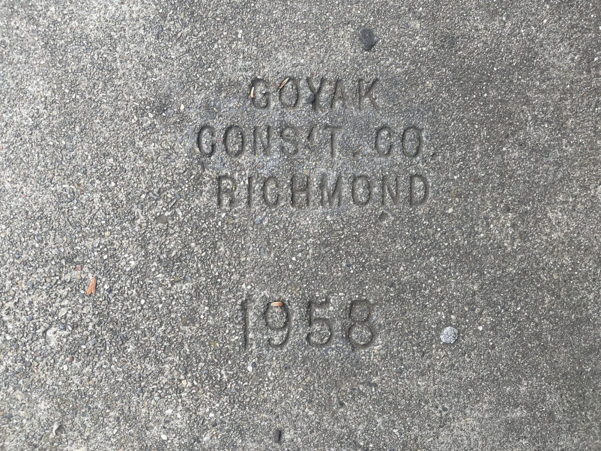 Alameda Post - A stamped sidewalk brand from 1958.
