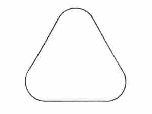 Alameda Post - A triangle with rounded corners.