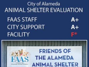 Alameda Post - A photo of the F.A.A.S. Building and a report card that gives the staff and City support a grade of A plus, but the Facility gets a rating of F.