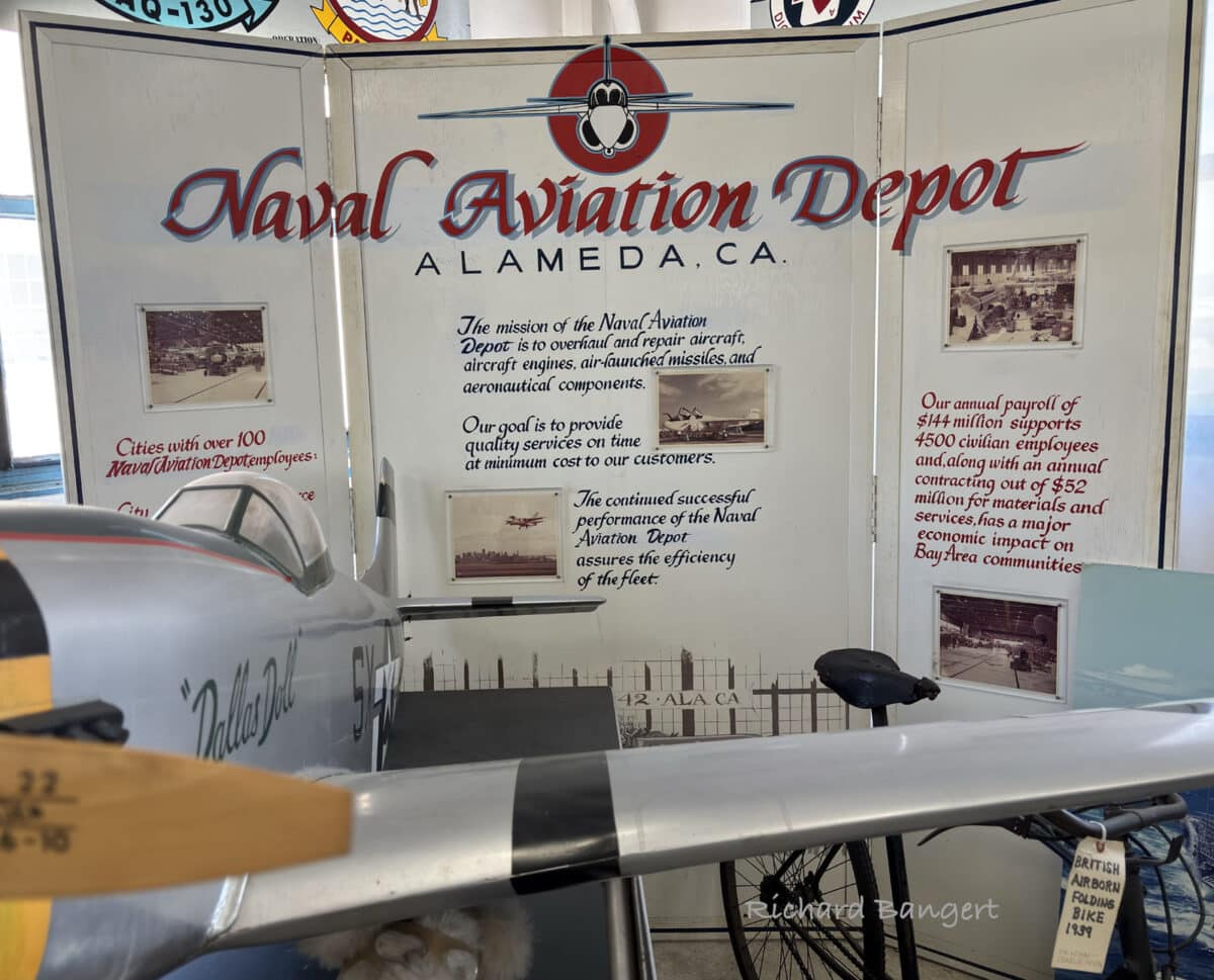 Alameda Post - Panels of posters Titled "Naval Aviation Depot" that outline the story of Alameda Point.