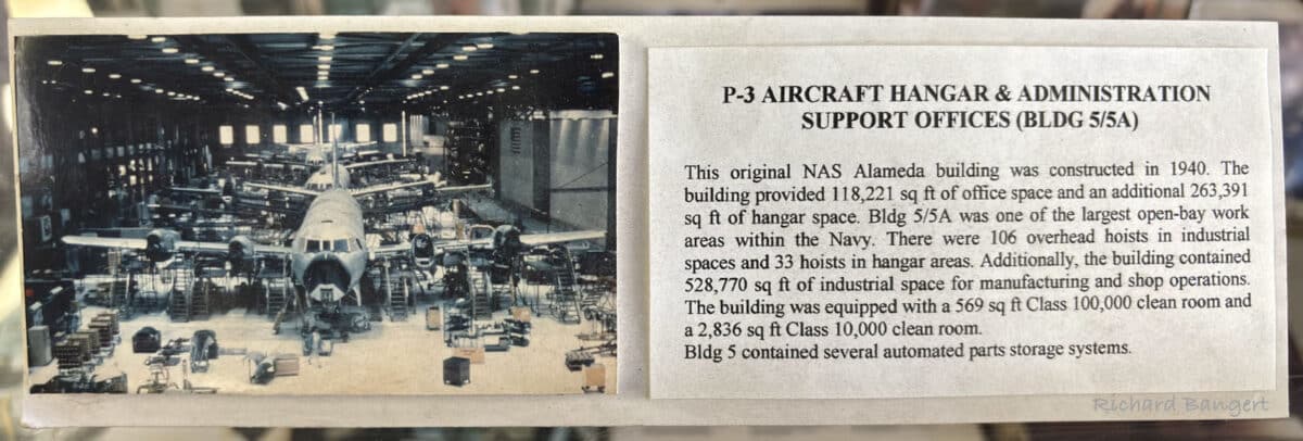 Alameda Post - A display with a photo and description of support offices and a large hanger.
