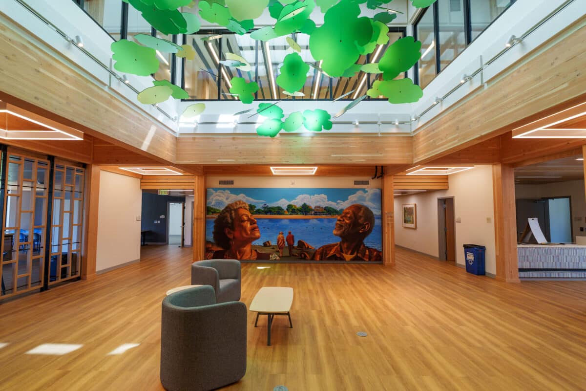 Alameda Post - a large airy, well lit atrium with art.