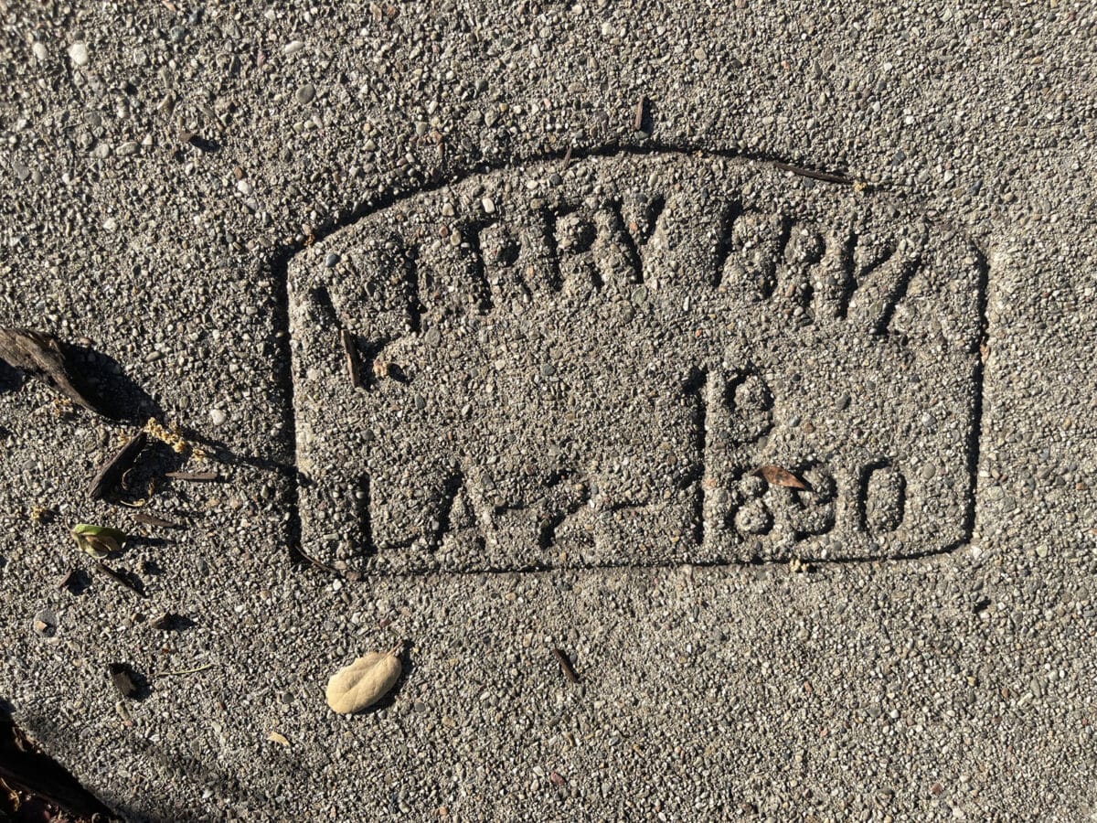 Alameda Post - A stamped sidewalk brand from A Larry Frye.