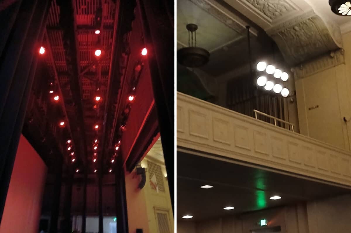 Alameda Post - Photos of the balcony and stage lights in the Kofman Auditorium. 