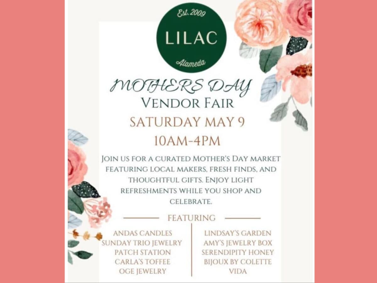 Alameda Post - A poster for Lilac boutique's Mothers Day vendor market.