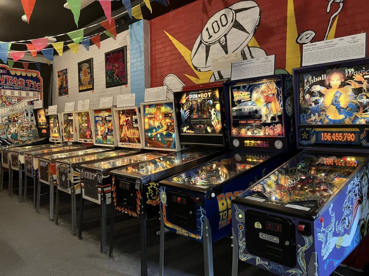 Alameda Post - A wall of pinball machines. 