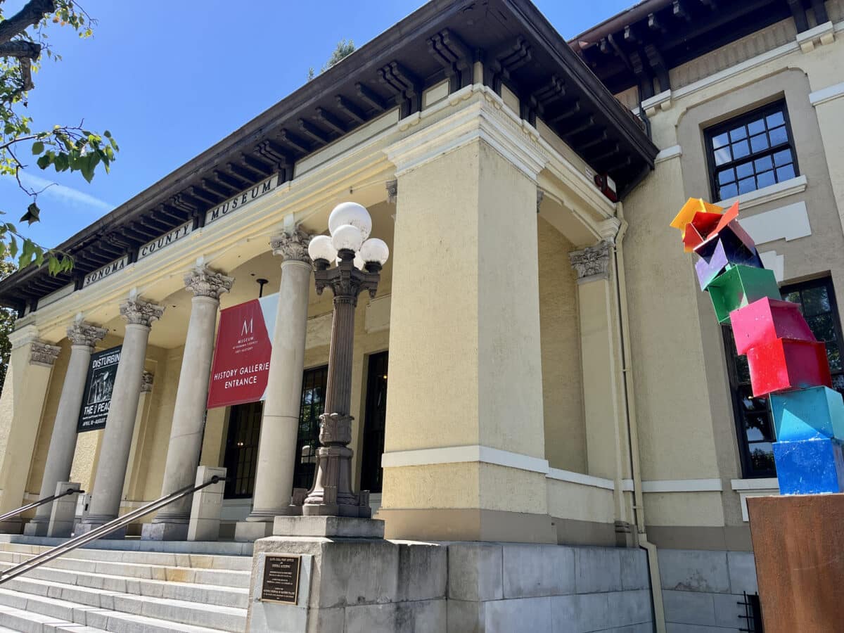 Alameda Post - The entrance to Museum of Sonoma County including stairs and columns.