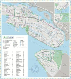 Alameda Post - A map of Alameda and Bay Farm with information on biking and walking paths.
