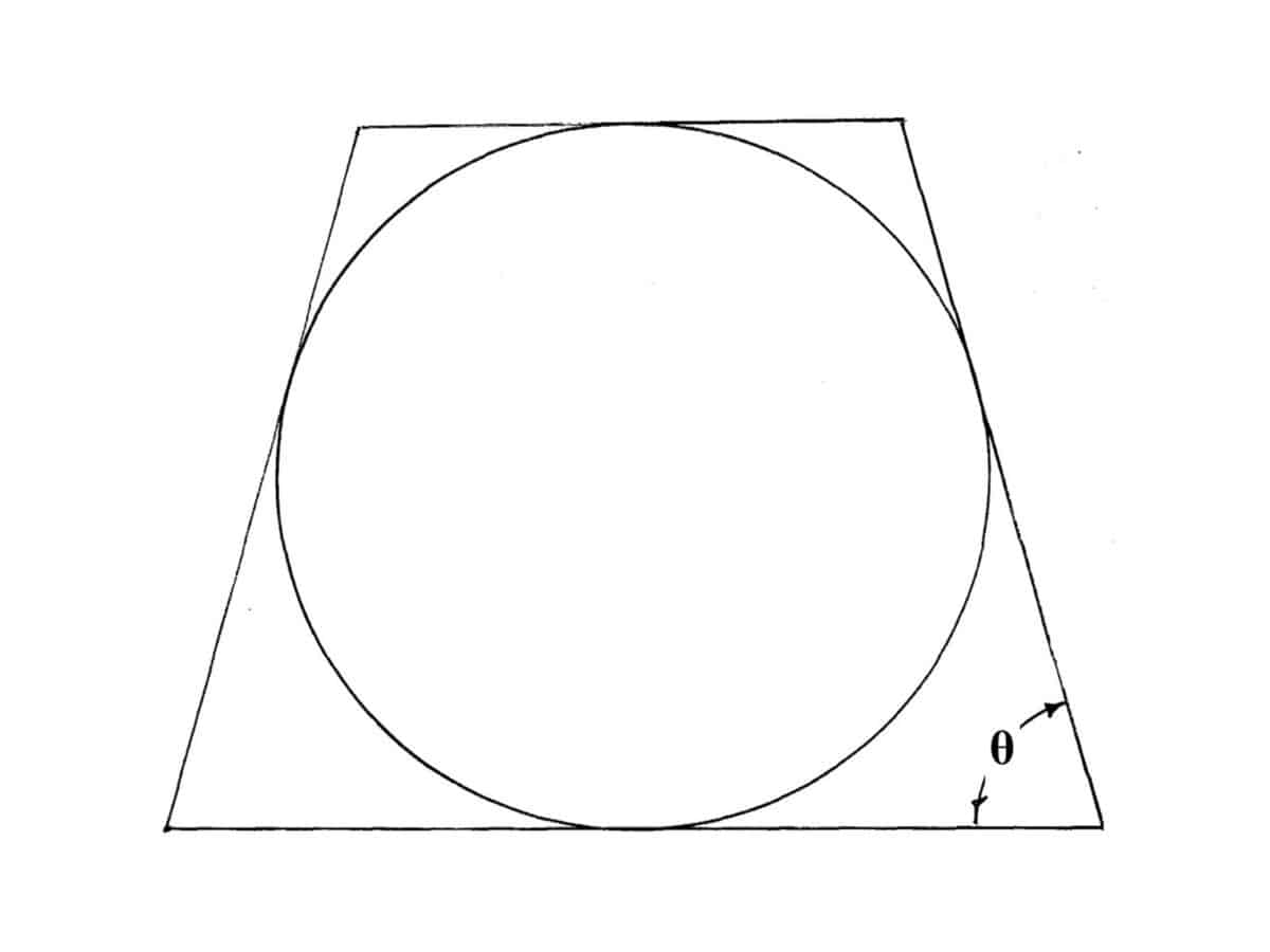 Alameda Post - A math puzle. A circle is inscribed within an isosceles trapezoid. All four sides of the trapezoid are tangent to the circle.