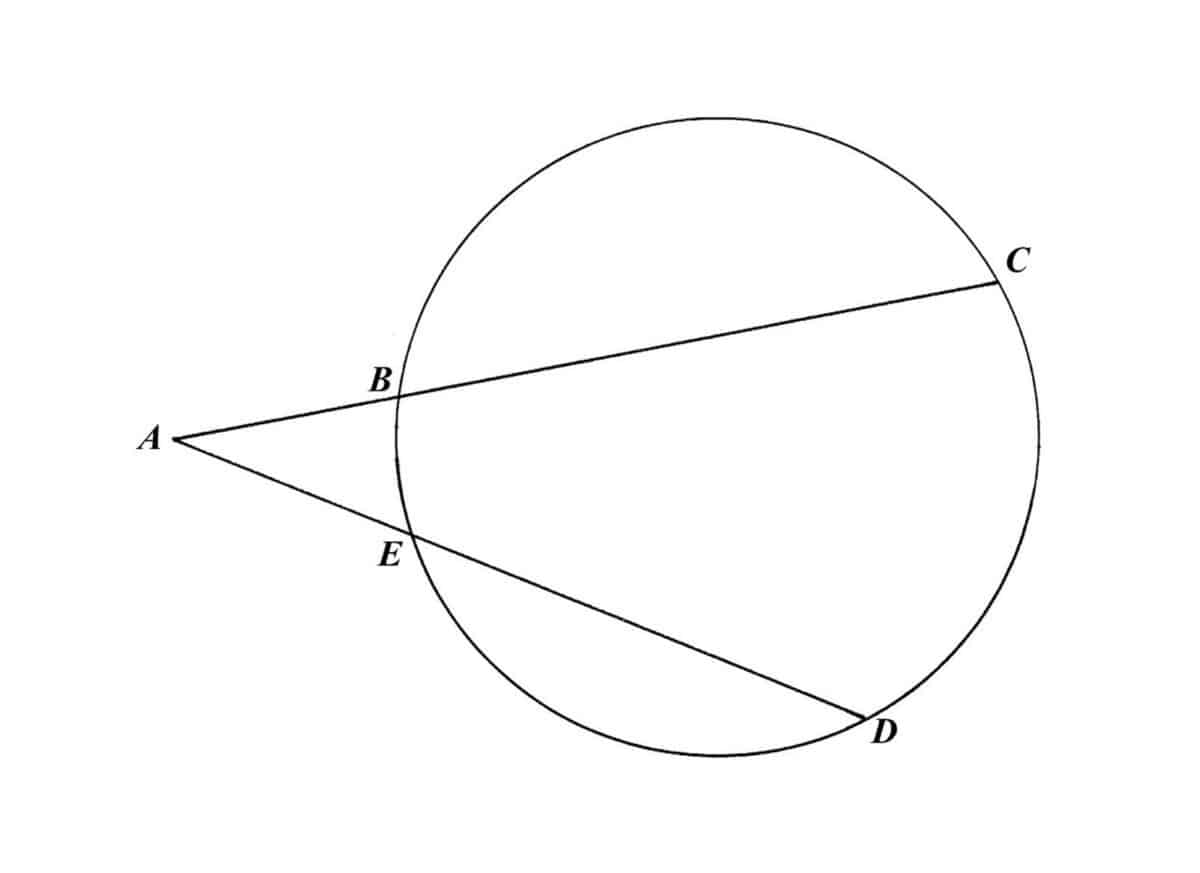 Alameda Post - A math diagram of two converging secant segments intersecting a circle.
