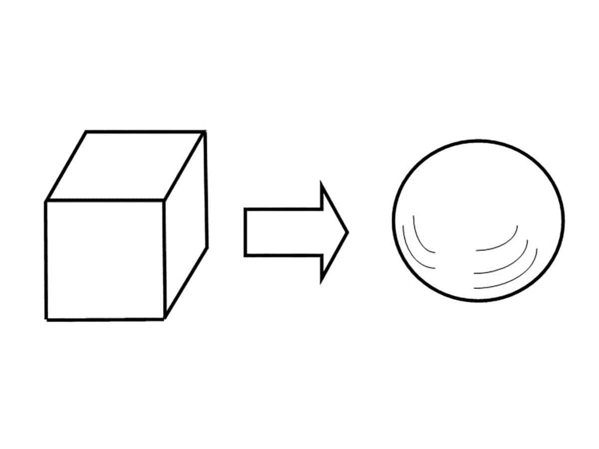 Alameda Post - a math diagram of a perfect cube that transforms into a sphere. 