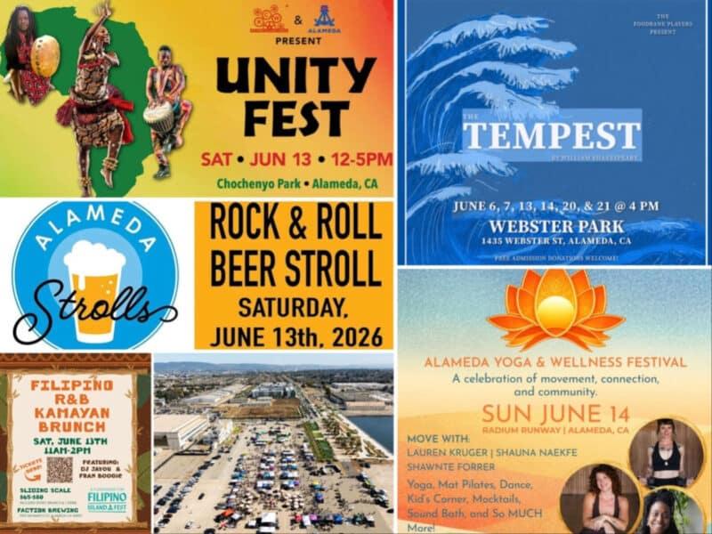 Alameda Post - A collage of posters and photos for upcoming local events this week.