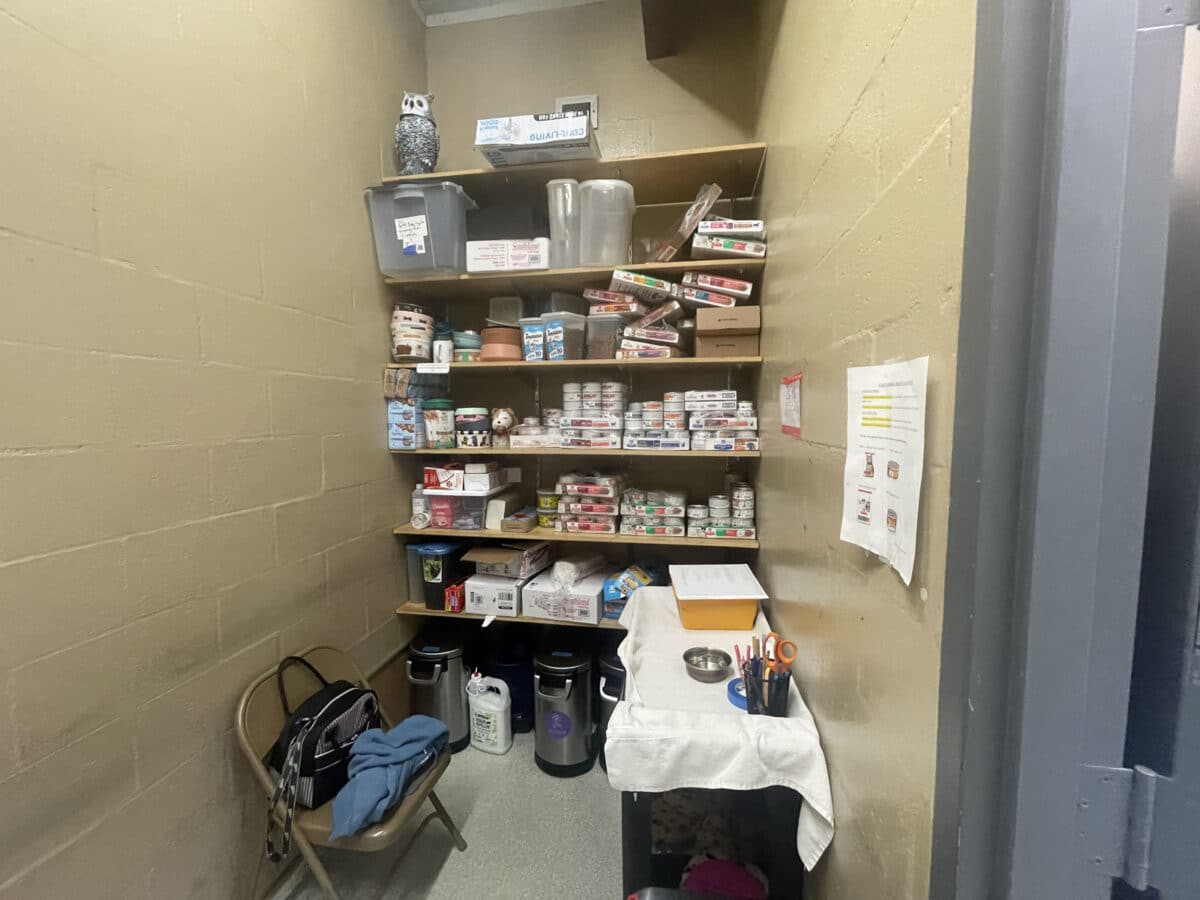 Alameda Post - A small pantry area with dog and cat food. 