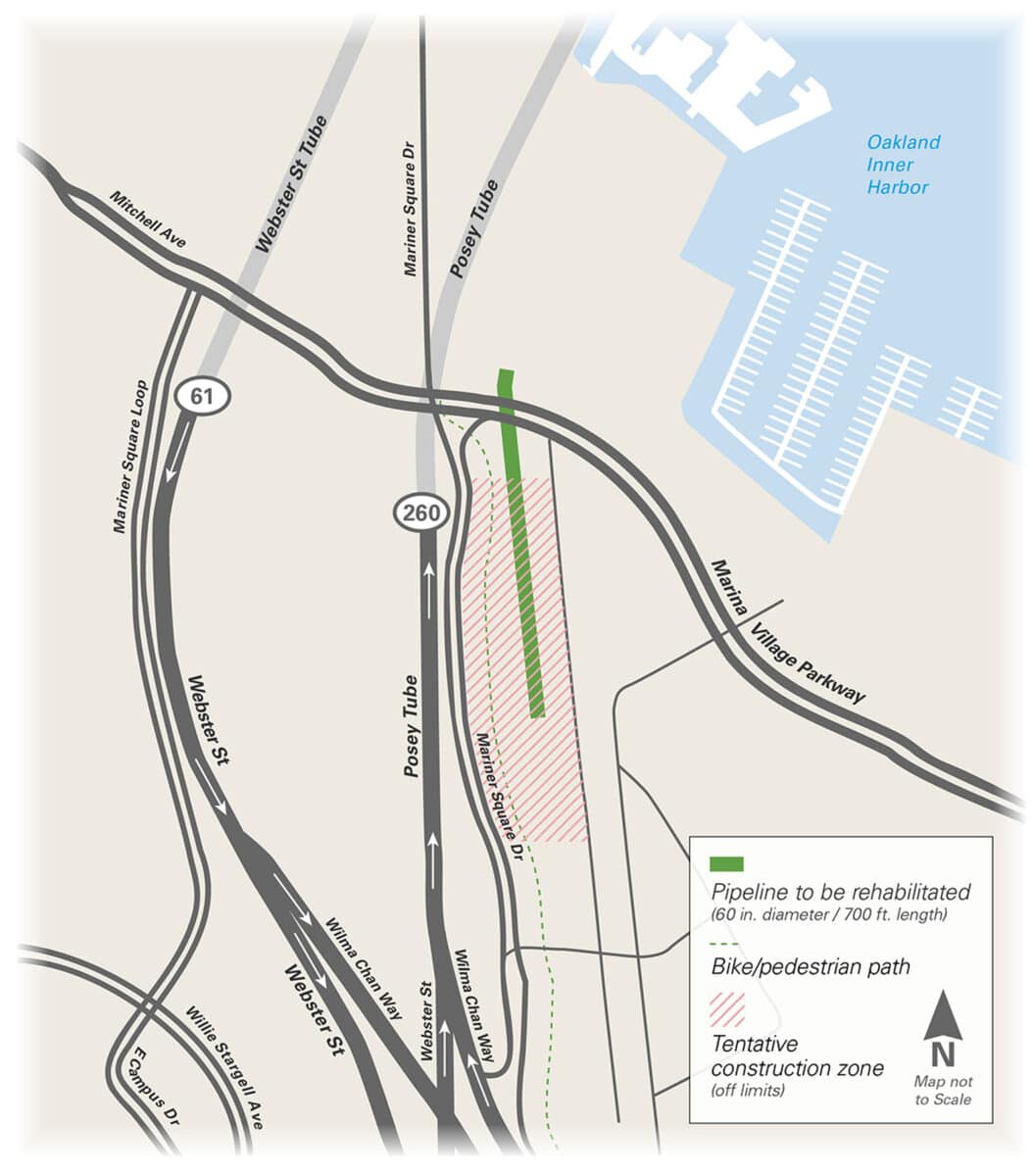 Alameda Post - A map of the Alameda interceptor rehabilitation zone. 