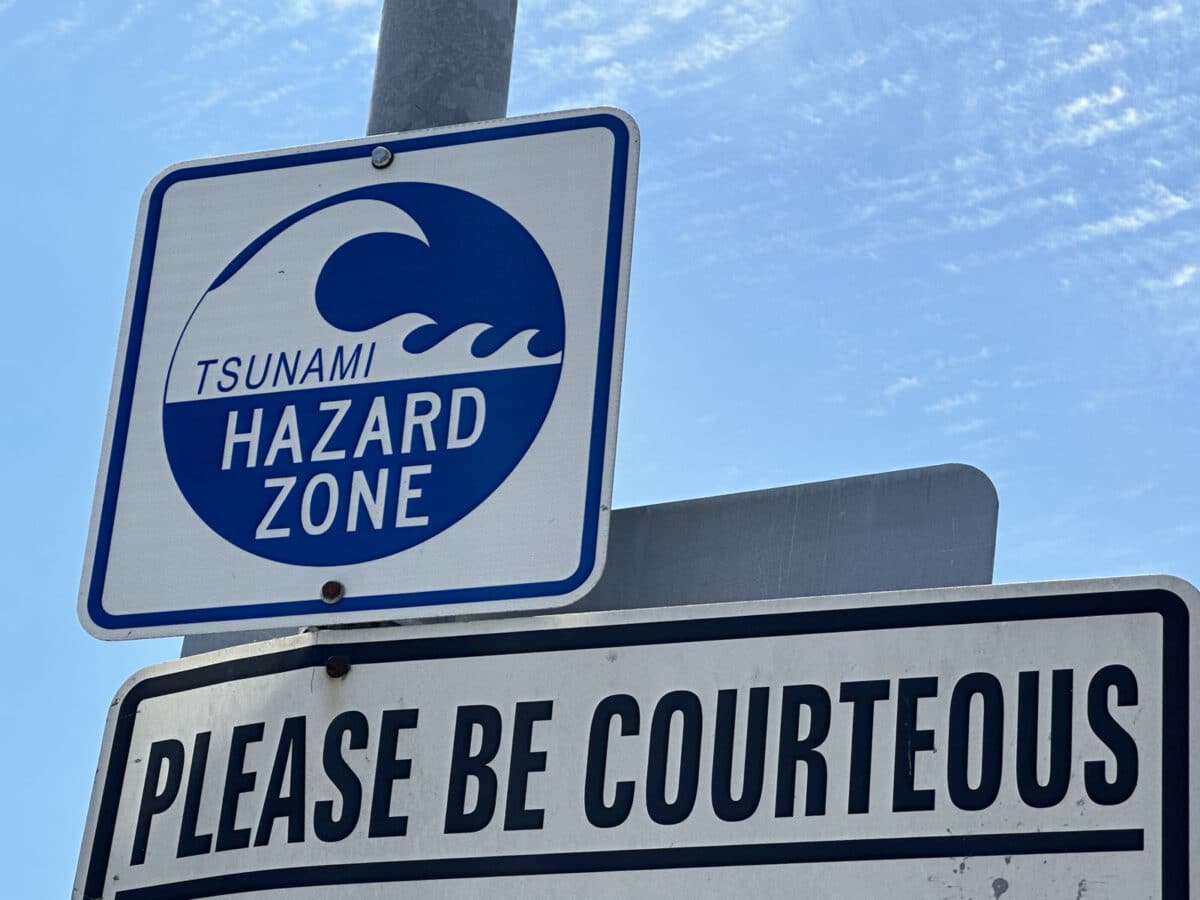 Alameda Post - A street sign that says Tsunami Hazard Zone.