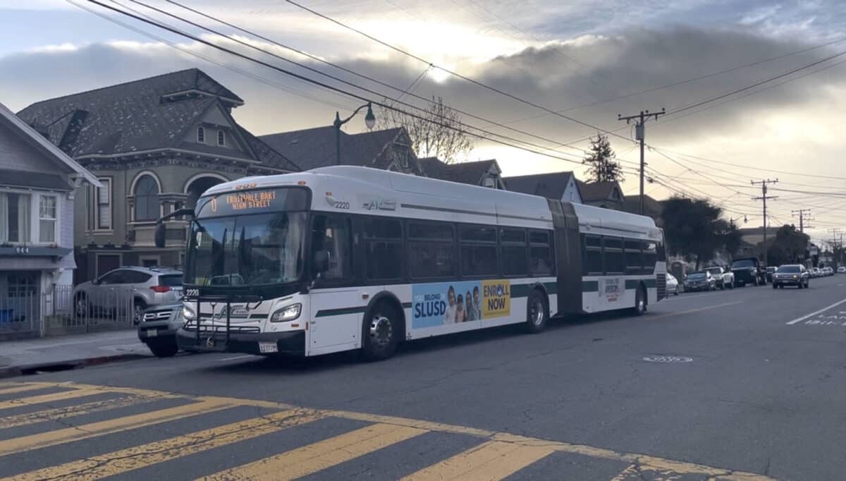 Alameda Post - A double long A.C. Transit bus. 
