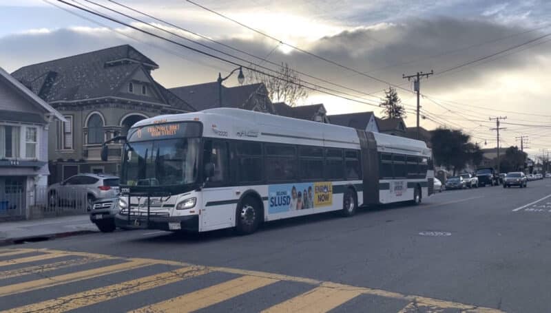 Alameda Post - A double long A.C. Transit bus.