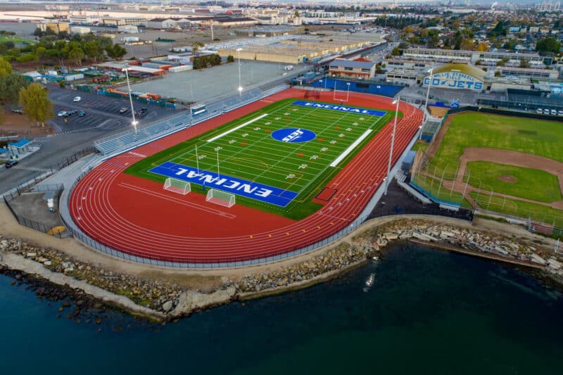 Alameda Post - An aerial photo of Jets' track and field.