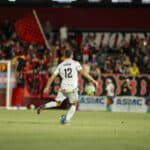 Alameda Post - A Roots player kicks the ball in a match against Phoenix Rising.