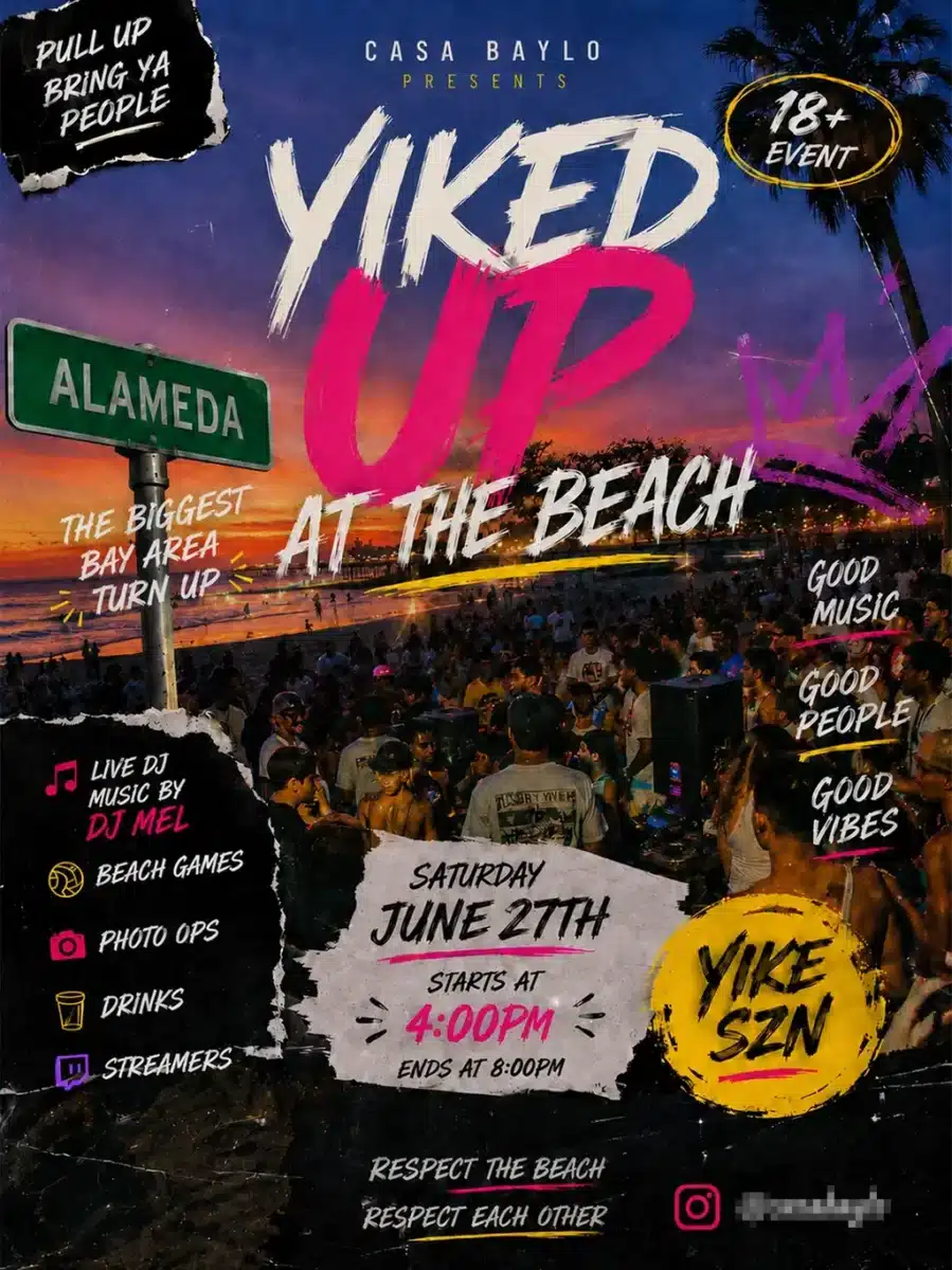 Alameda Post - AI generated flyer for a beach party