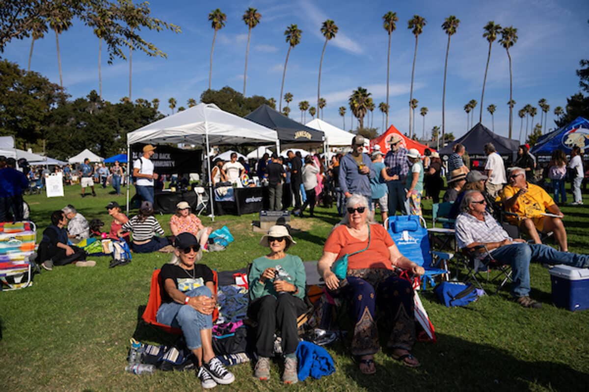 Alameda Post - Attendees at the Blues Brew and B.B.Q. festival sit in lawn chairs and on blankets and enjoy themselves on a sunny day.