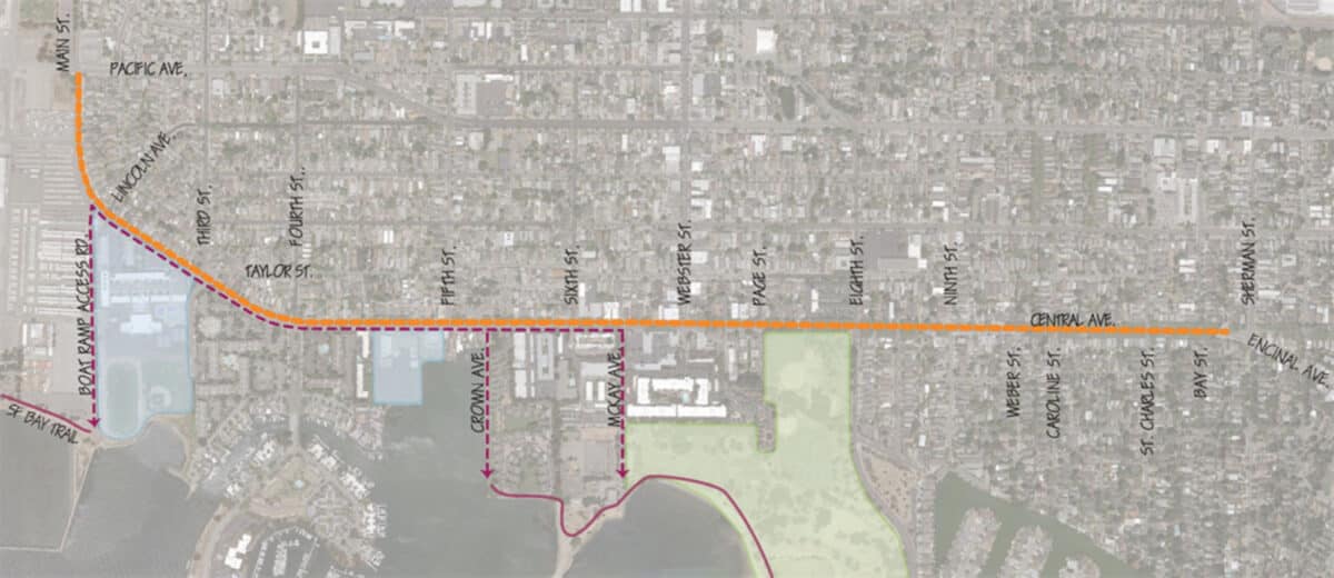 Alameda Post - A map of where the Central Avenue construction is taking place. 