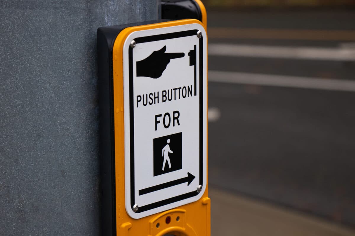 Alameda Post - A Push button for pedestrians to cross the street. 